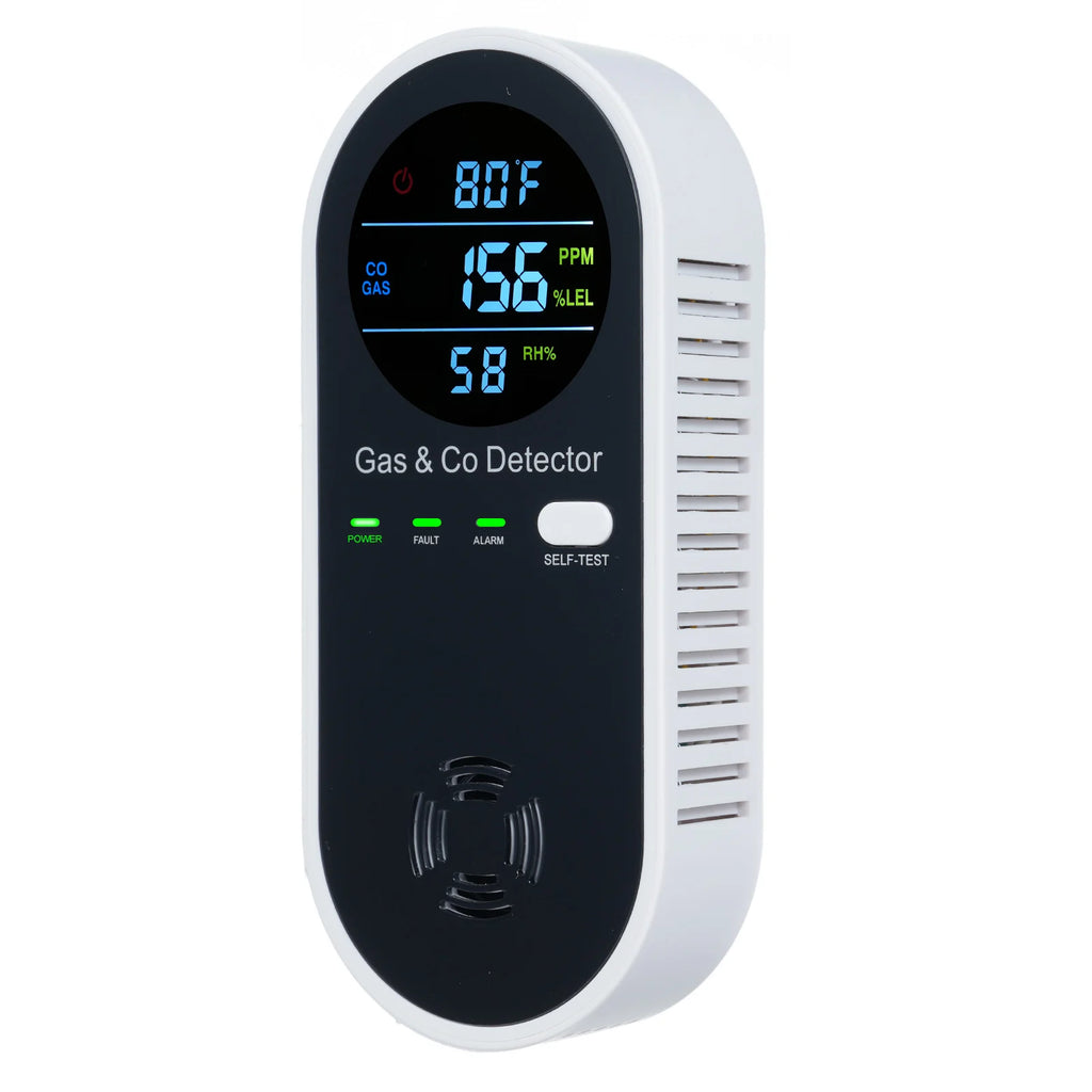 🔥 Flame Safe Hub – 4-in-1 CO & Gas Monitor Alarm | LCD Carbon Monoxide & Natural Gas Detector for Wall Plug-In