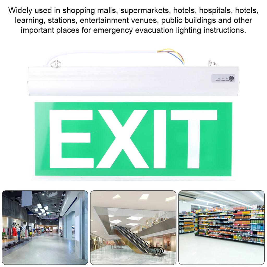 🔥 Flame Safe Hub – LED Emergency Exit Sign Light | 110‑220V, 3W, 12-LED Safety Indicator Lamp