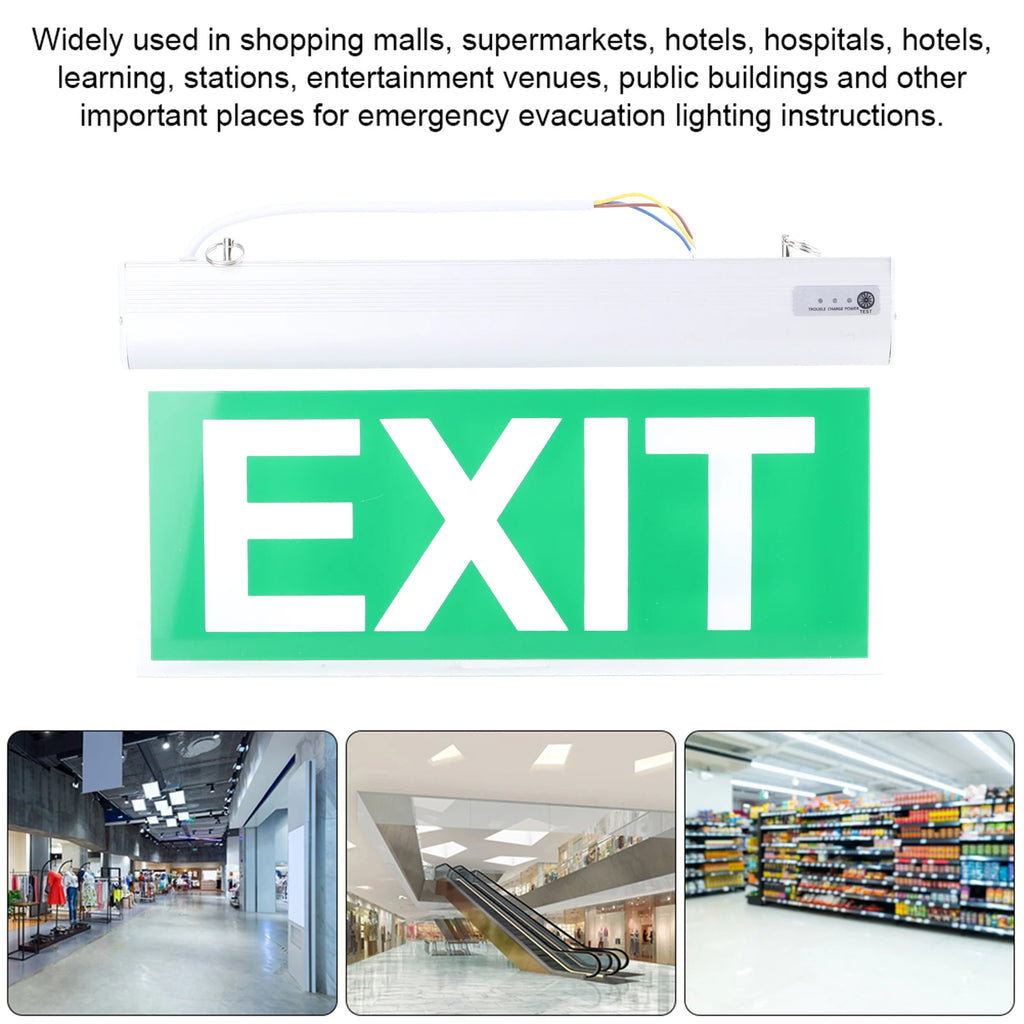 🔥 Flame Safe Hub – LED Emergency Exit Sign Light | 110‑220V, 3W, 12-LED Safety Indicator Lamp