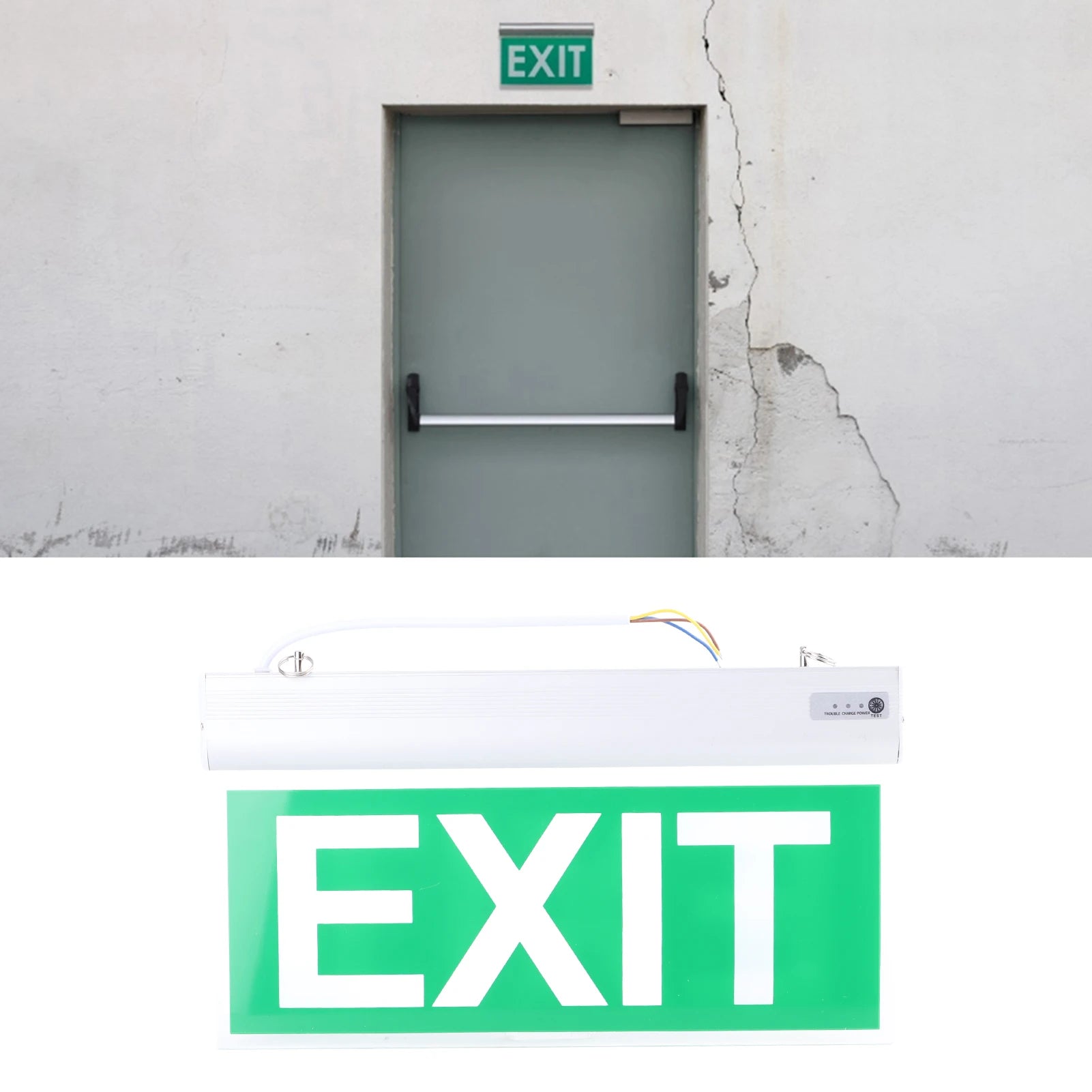 🔥 Flame Safe Hub – LED Emergency Exit Sign Light | 110‑220V, 3W, 12-LED Safety Indicator Lamp